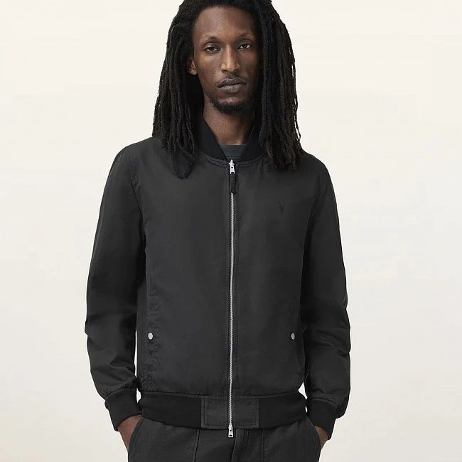 AllSaints Bassett Reversible Ramskull Bomber Jacket Black / Dull Green
