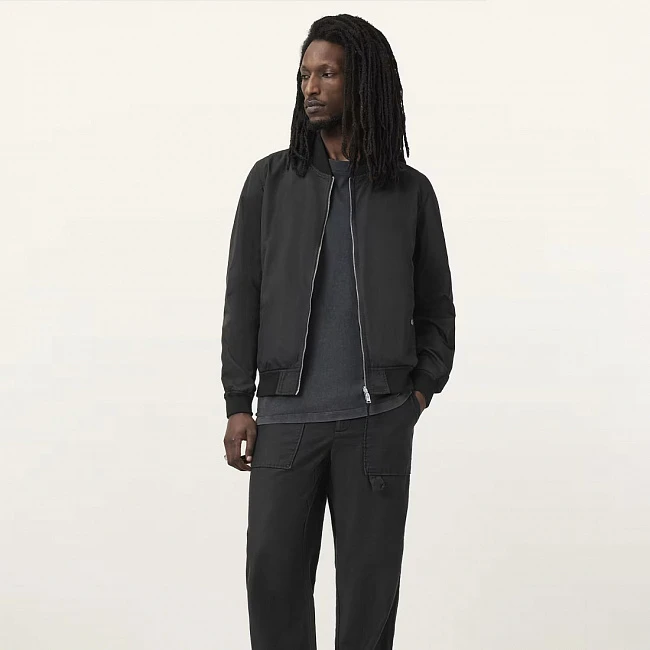 AllSaints Bassett Reversible Ramskull Bomber Jacket Black / Dull Green