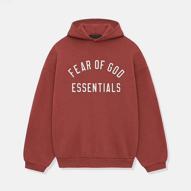 картинка Fear of God Essentials Fleece Hoodie Crimson магазин Одежда+ являющийся официальным дистрибьютором в России 