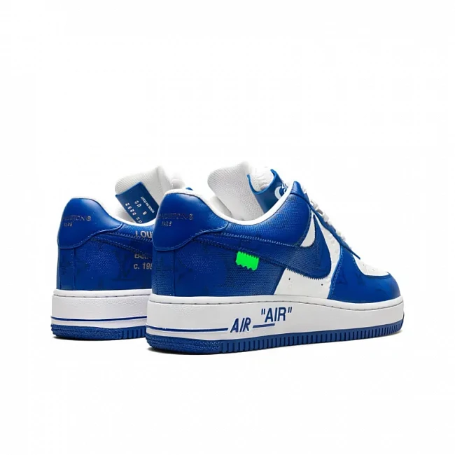 картинка LOUIS VUITTON X Air Force 1 Low By Virgil Abloh 'Blue White' магазин Одежда+ являющийся официальным дистрибьютором в России 