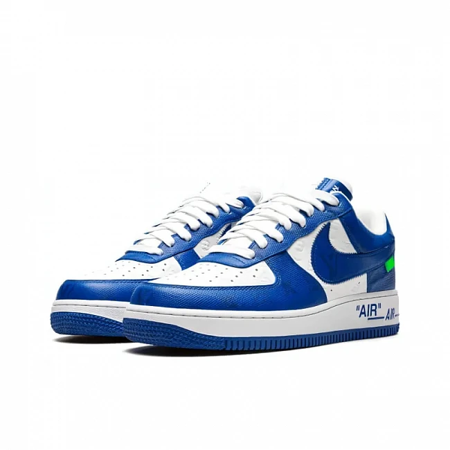 картинка LOUIS VUITTON X Air Force 1 Low By Virgil Abloh 'Blue White' магазин Одежда+ являющийся официальным дистрибьютором в России 