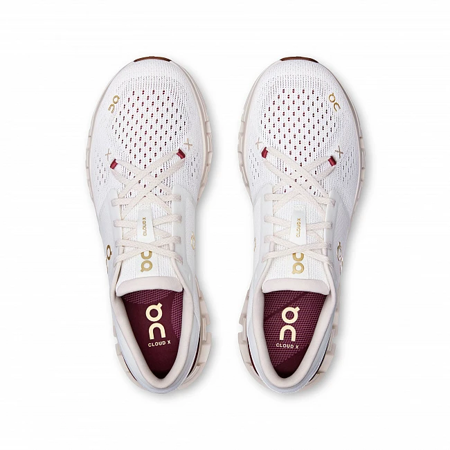 картинка ON Running Cloud X 4 Pearl Ivory магазин Одежда+ являющийся официальным дистрибьютором в России 