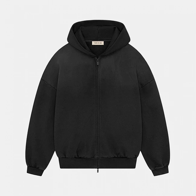 картинка Fear of God SS24 Full Zip Hoodie Black магазин Одежда+ являющийся официальным дистрибьютором в России 