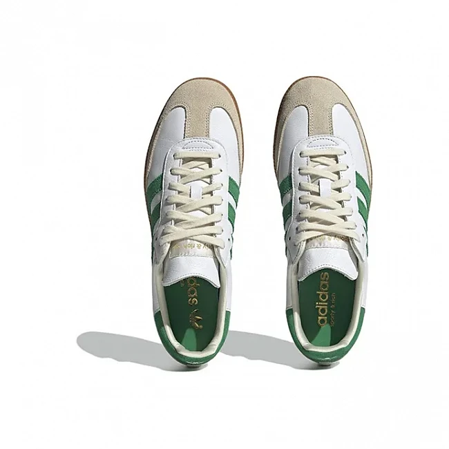 картинка Adidas Samba OG "Sporty & Rich White Green" магазин Одежда+ являющийся официальным дистрибьютором в России 