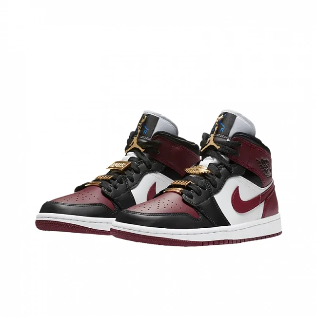 картинка Nike Air Jordan 1 Mid SE Black Dark Beetroot магазин Одежда+ являющийся официальным дистрибьютором в России 