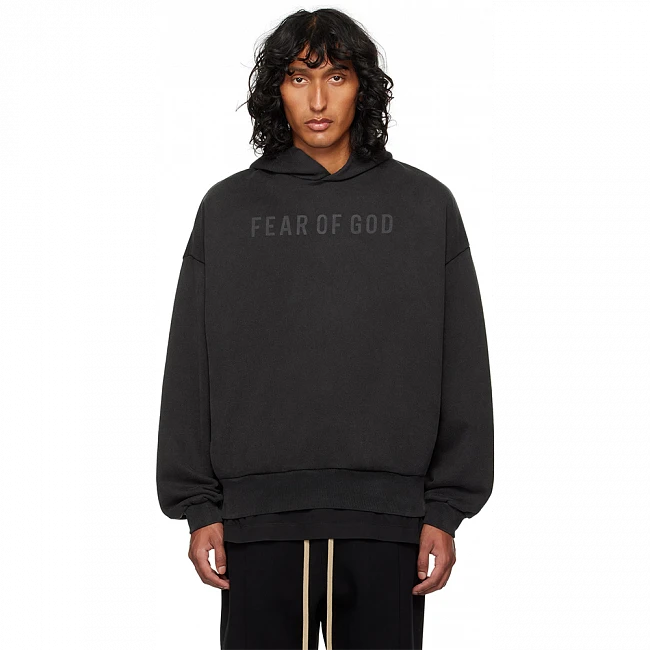 картинка Fear Of God Essentials Black French Terry Logo Sweatshirt магазин Одежда+ являющийся официальным дистрибьютором в России 