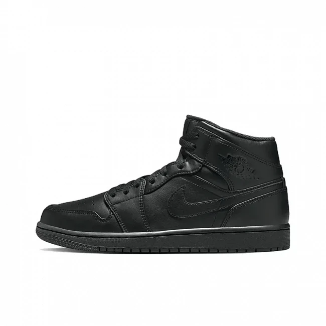 картинка Nike Air Jordan 1 Mid "Triple Black" 2022 магазин Одежда+ являющийся официальным дистрибьютором в России 