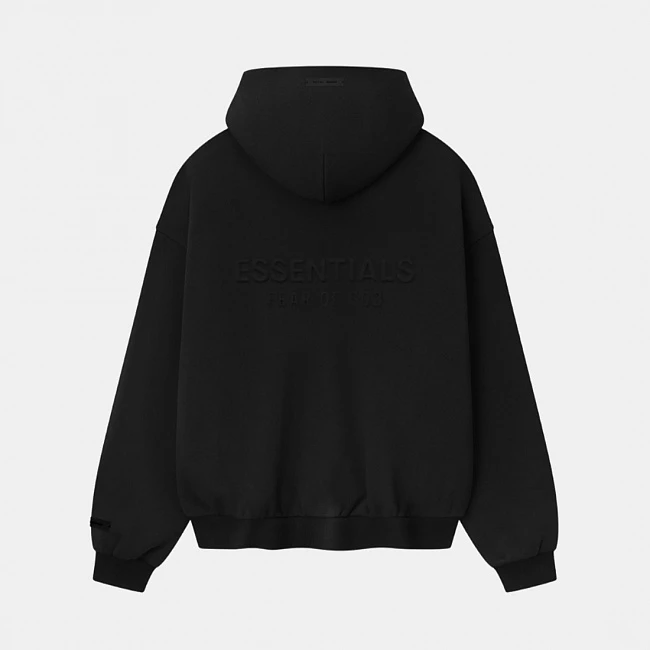 картинка Fear of God Embossed Classic Fleece Zip-Up Hoodie Vintage Black магазин Одежда+ являющийся официальным дистрибьютором в России 