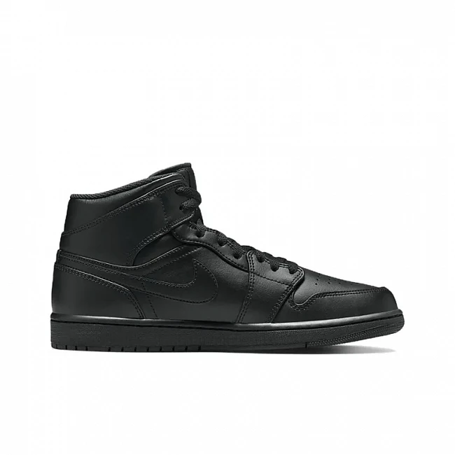 картинка Nike Air Jordan 1 Mid "Triple Black" 2022 магазин Одежда+ являющийся официальным дистрибьютором в России 