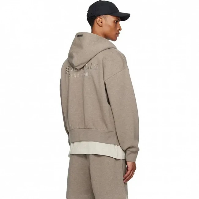 картинка Fear of God Essentials SS25 Classic Fleece Zip-Up Hoodie Homestead Heather магазин Одежда+ являющийся официальным дистрибьютором в России 