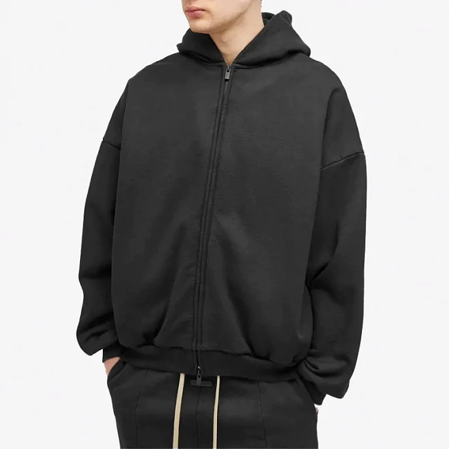 картинка Fear of God SS24 Full Zip Hoodie Black магазин Одежда+ являющийся официальным дистрибьютором в России 