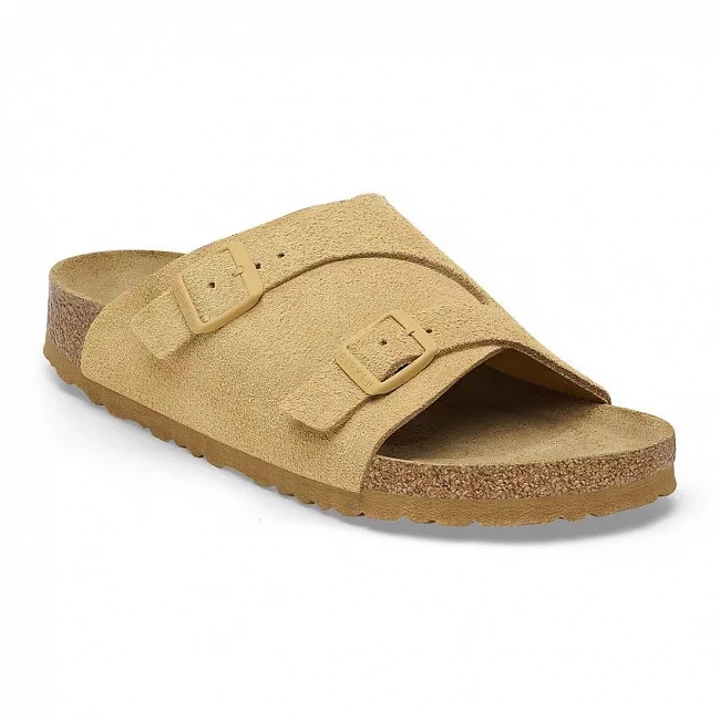 картинка Birkenstock Suede Leather - Latte Cream магазин Одежда+ являющийся официальным дистрибьютором в России 