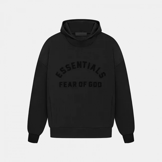 картинка Худи  Fear of God Essentials SS23 Hoodie Jet Black магазин Одежда+ являющийся официальным дистрибьютором в России 