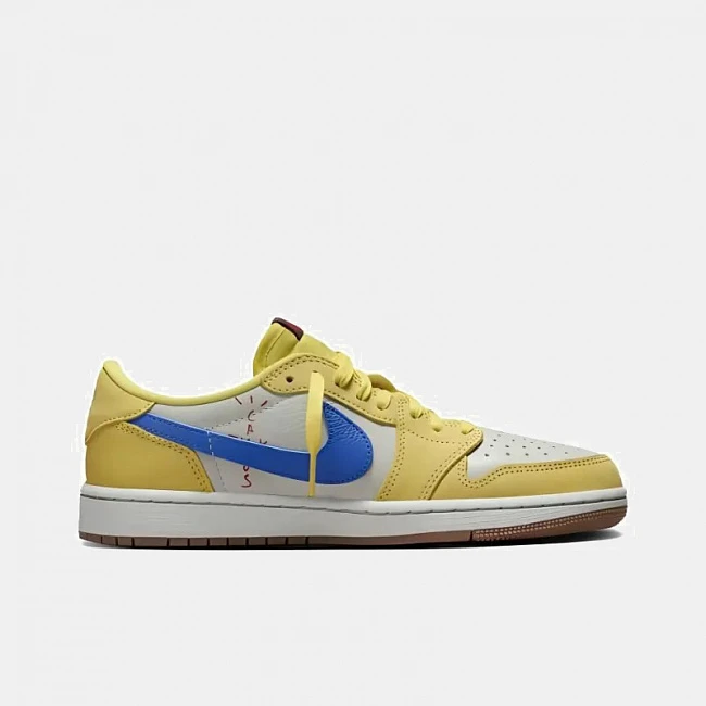 картинка Travis Scott x Air Jordan 1 Low OG «Canary» магазин Одежда+ являющийся официальным дистрибьютором в России 