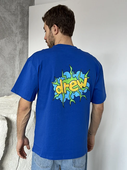 картинка Футболка Drew House синяя магазин Одежда+ являющийся официальным дистрибьютором в России 
