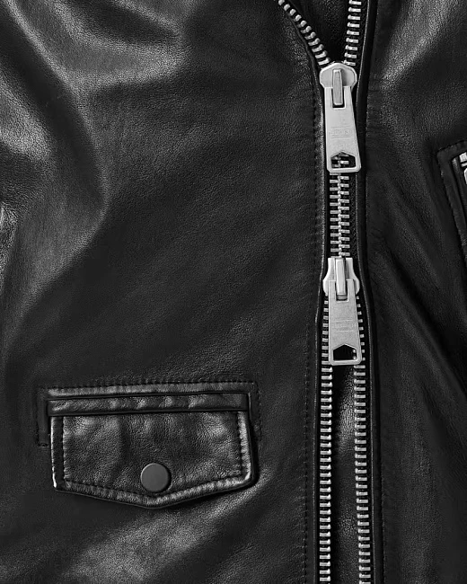 картинка Billie Relaxed Fit Leather Biker Jacket Black магазин Одежда+ являющийся официальным дистрибьютором в России 