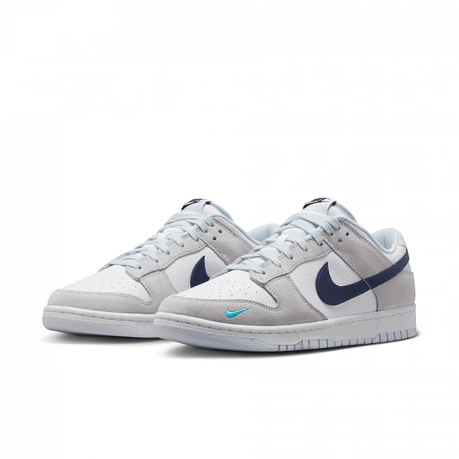 картинка Nike Dunk Low Mini Swoosh Grey Midnight Navy магазин Одежда+ являющийся официальным дистрибьютором в России 