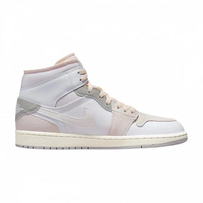 картинка Nike Air Jordan 1 Mid SE Craft Inside White Grey Phantom магазин Одежда+ являющийся официальным дистрибьютором в России 