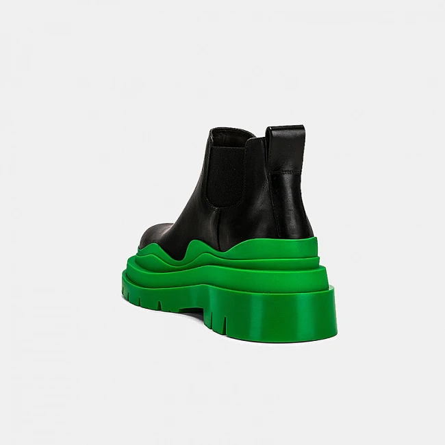 Bottega Veneta Tire Chelsea Ankle Boots Black/Green