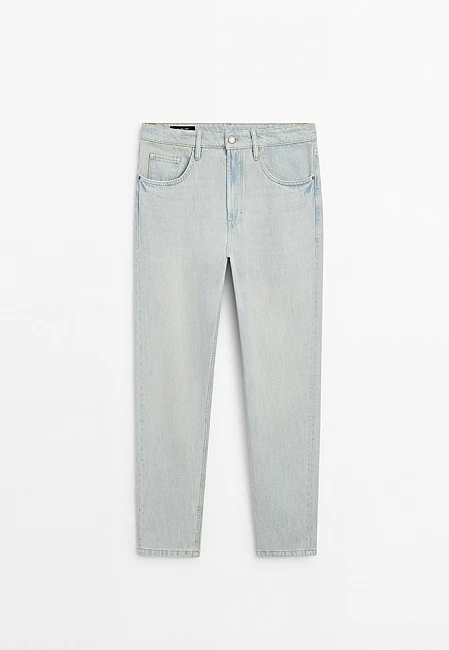 Massimo Dutti Cropped Slim Fit Jeans Light Blue