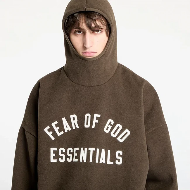 картинка Fear of God Essentials Brushed Hoodie Brown магазин Одежда+ являющийся официальным дистрибьютором в России 