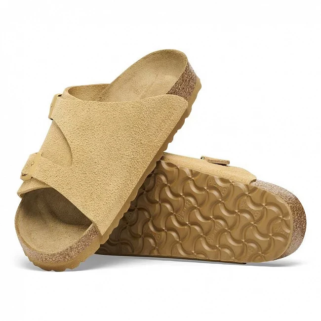 картинка Birkenstock Suede Leather - Latte Cream магазин Одежда+ являющийся официальным дистрибьютором в России 