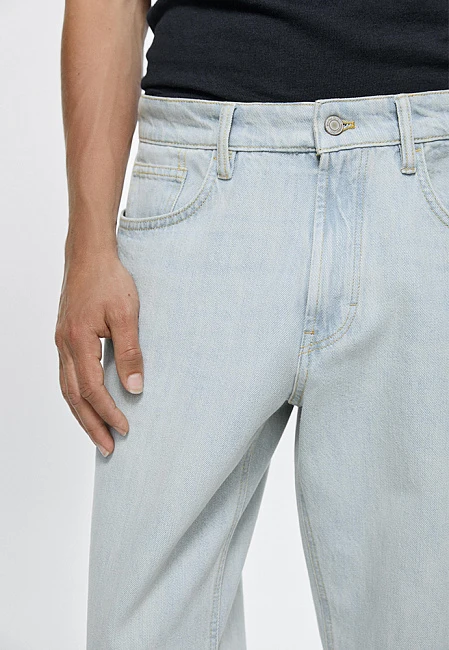 Massimo Dutti Cropped Slim Fit Jeans Light Blue