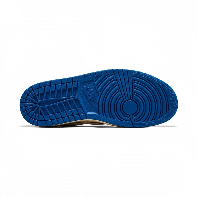 картинка Nike Air Jordan 1 Retro Low OG SP x Fragment Design x Travis Scott Sail Military Blue магазин Одежда+ являющийся официальным дистрибьютором в России 