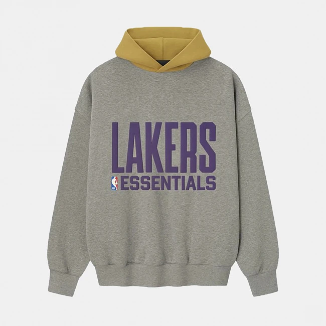 Fear of God Essentials x NBA Lakers Sport Hoodie Concrete Heather/Canyon