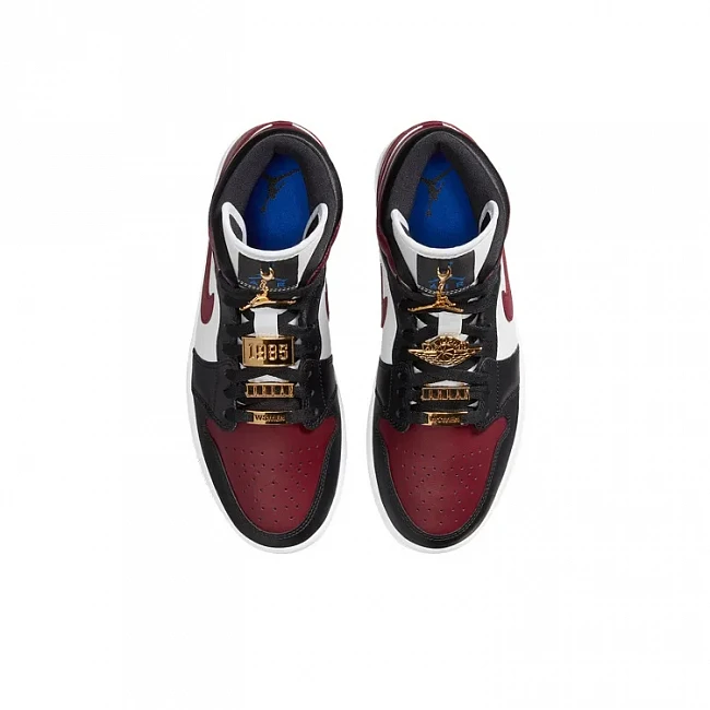 картинка Nike Air Jordan 1 Mid SE Black Dark Beetroot магазин Одежда+ являющийся официальным дистрибьютором в России 