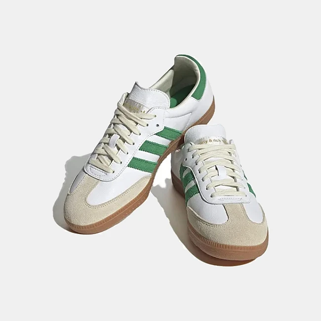 картинка Adidas Samba OG "Sporty & Rich White Green" магазин Одежда+ являющийся официальным дистрибьютором в России 