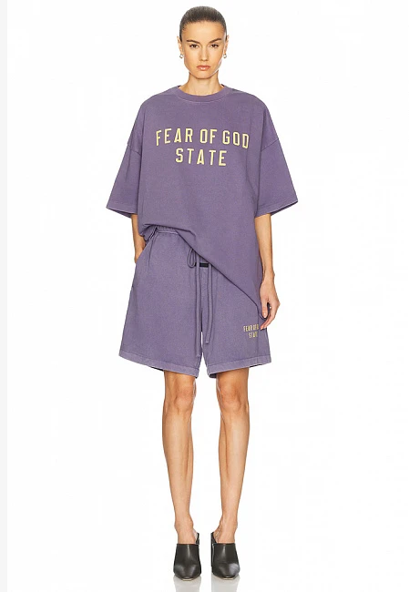 Fear of God Essentials Heavy Fleece Soccer Short Lavender