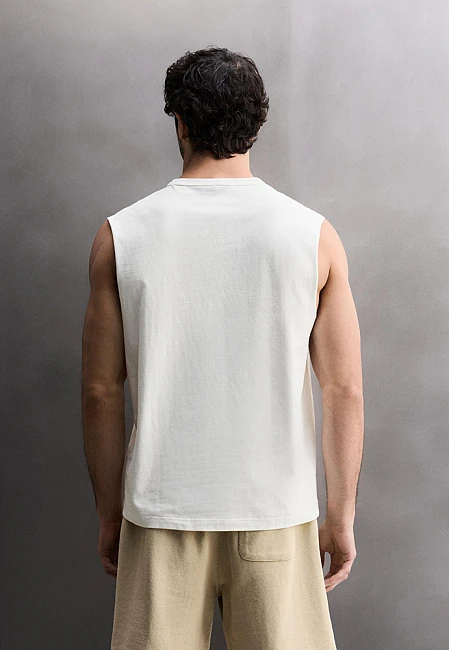 Zara Relaxed Fit Sleeveless T-Shirt Grey Marl