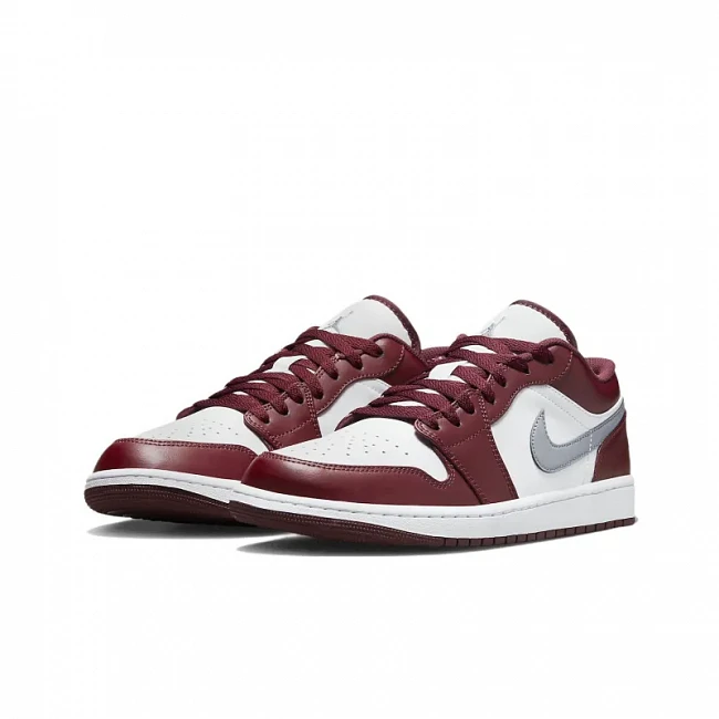 картинка Nike Air Jordan 1 Low GS "White Bordeaux" магазин Одежда+ являющийся официальным дистрибьютором в России 