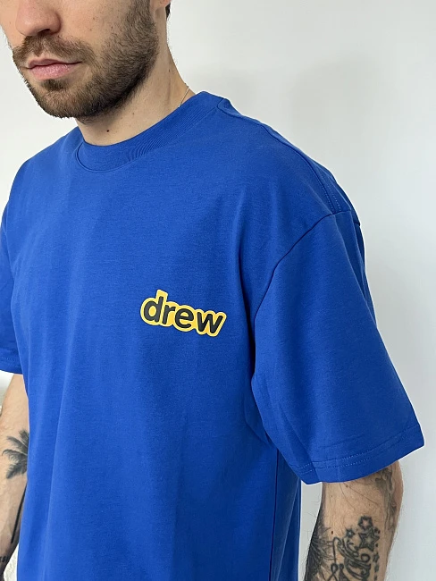 картинка Футболка Drew House синяя магазин Одежда+ являющийся официальным дистрибьютором в России 