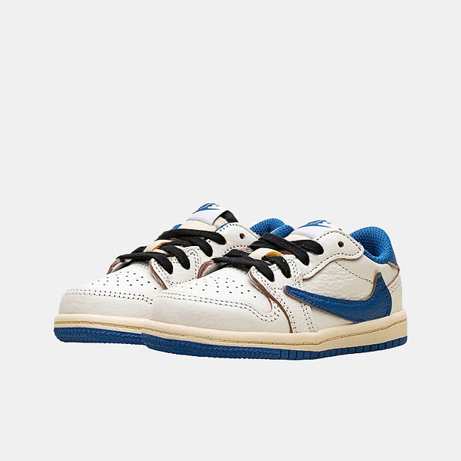 Nike Air Jordan 1 Retro Low OG SP Fragment x Travis Scott Kid's Sail Military Blue