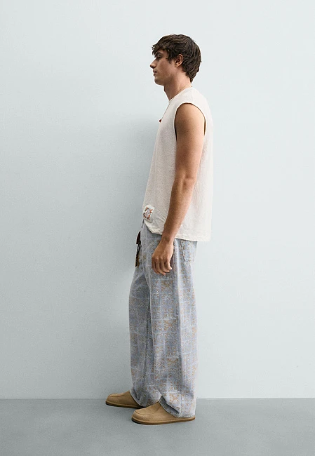 Zara Geometric Print Relaxed Fit Jeans Limited Edition Rio de Janeiro