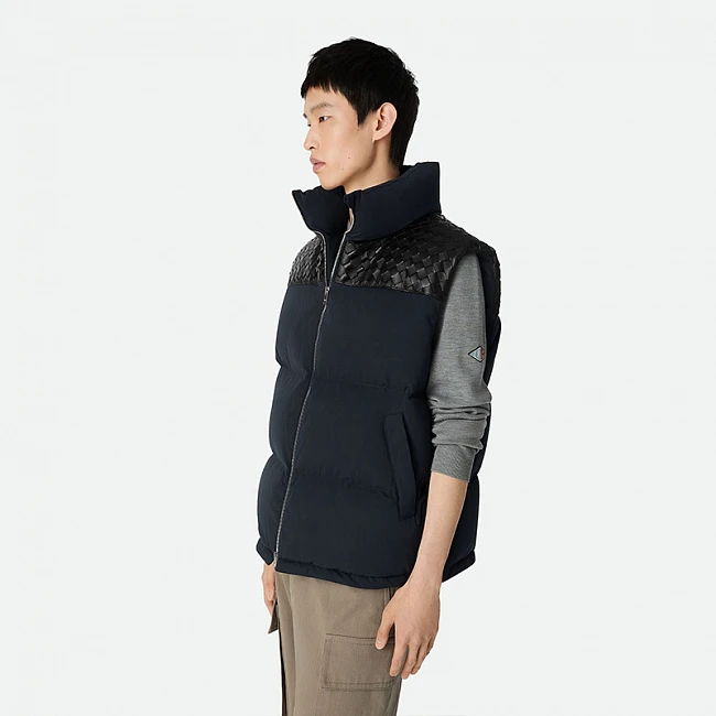 Bottega Veneta Tech Nylon Puffer Gilet Midnight Blue