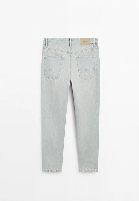 Massimo Dutti Cropped Slim Fit Jeans Light Blue
