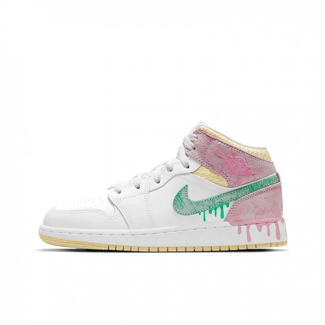картинка Nike Air Jordan 1 Mid Paint Drip "Ice Cream" магазин Одежда+ являющийся официальным дистрибьютором в России 