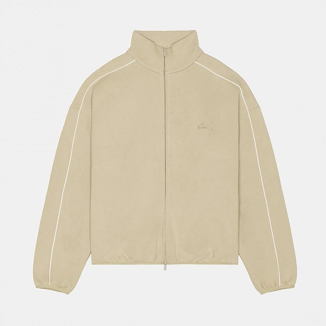 картинка Fear of God Essentials Modern Fleece Track Jacket With Piping 'Timber Cloud White' магазин Одежда+ являющийся официальным дистрибьютором в России 