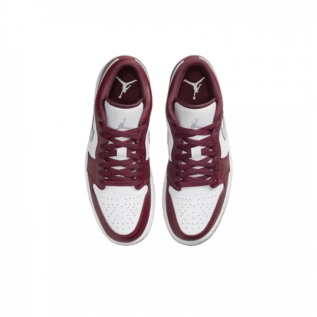 картинка Nike Air Jordan 1 Low GS "White Bordeaux" магазин Одежда+ являющийся официальным дистрибьютором в России 