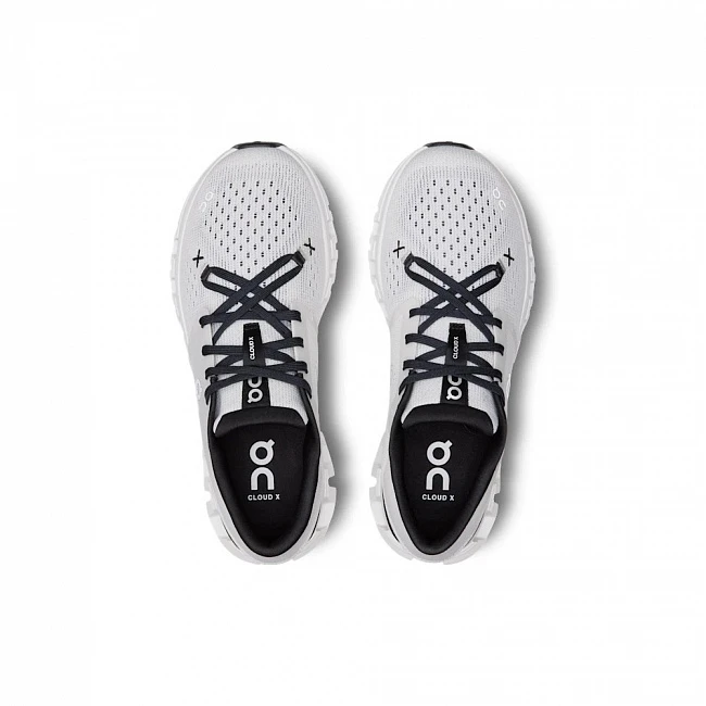 картинка ON Running Cloud X 4 Ivory Black магазин Одежда+ являющийся официальным дистрибьютором в России 