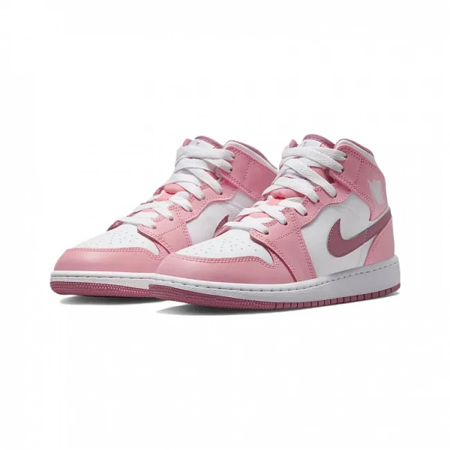 картинка Nike Air Jordan 1 Mid "Valentine's Day" Pink White магазин Одежда+ являющийся официальным дистрибьютором в России 