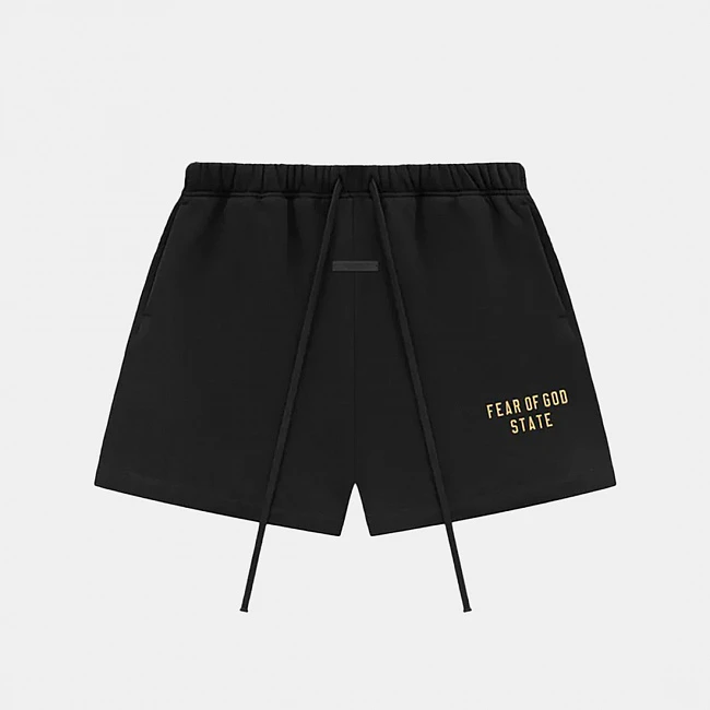 картинка Fear of God Essentials Fleece Soccer Short Black магазин Одежда+ являющийся официальным дистрибьютором в России 