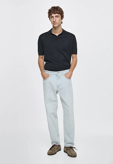 Massimo Dutti Cropped Slim Fit Jeans Light Blue