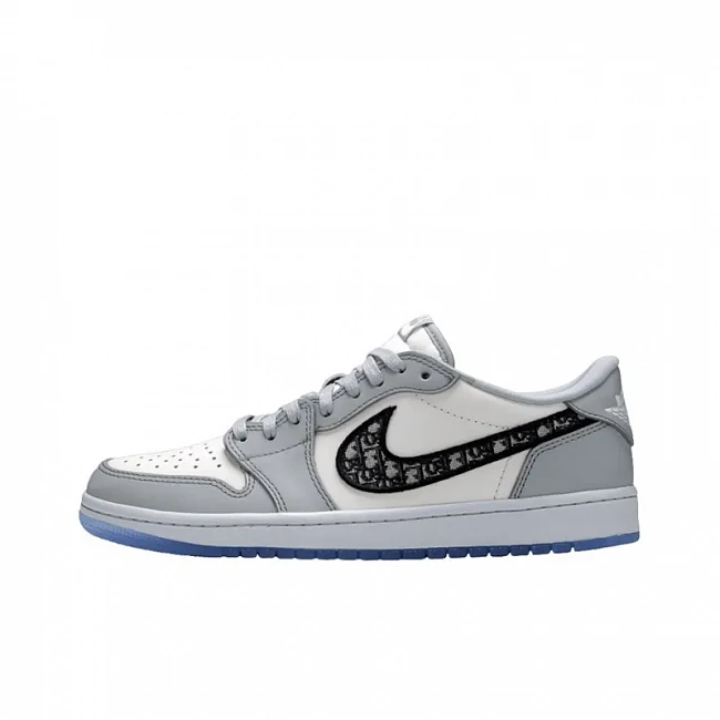 картинка Nike Air Jordan 1 Low X Dior 'White Grey' магазин Одежда+ являющийся официальным дистрибьютором в России 