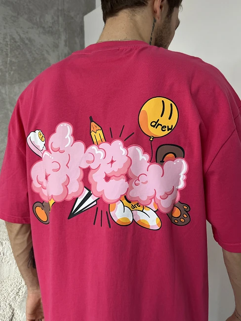 картинка Футболка Drew House розовая магазин Одежда+ являющийся официальным дистрибьютором в России 