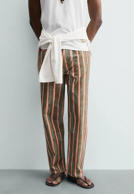 Zara Geometric Print Relaxed Fit Jeans Rio de Janeiro Limited Edition Mid Green