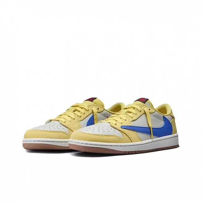 картинка Travis Scott x Air Jordan 1 Low OG «Canary» магазин Одежда+ являющийся официальным дистрибьютором в России 